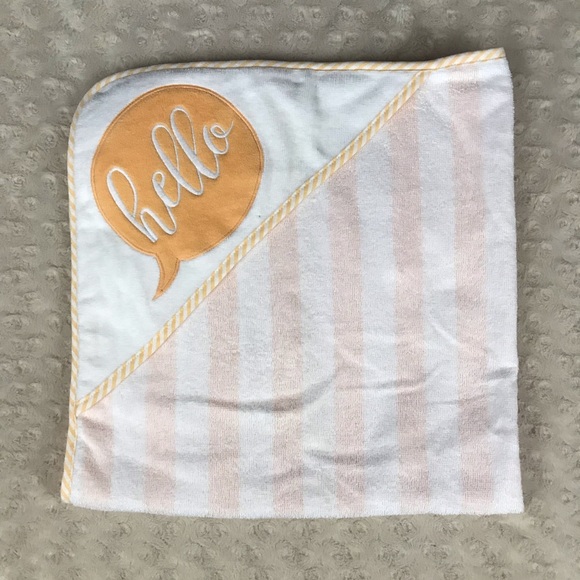 cloud island Bath Cloud Island Hooded Baby Towel Hello Orange White Poshmark
